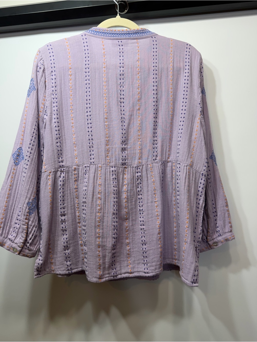 J.Jill Purple Embroidered 100% Cotton Boho Blouse Top M Petite - Picture 11 of 13